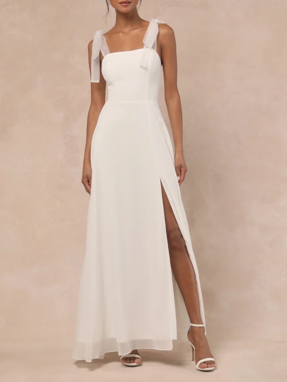 Lulu's Ivory Tie-Shoulder Maxi Dress